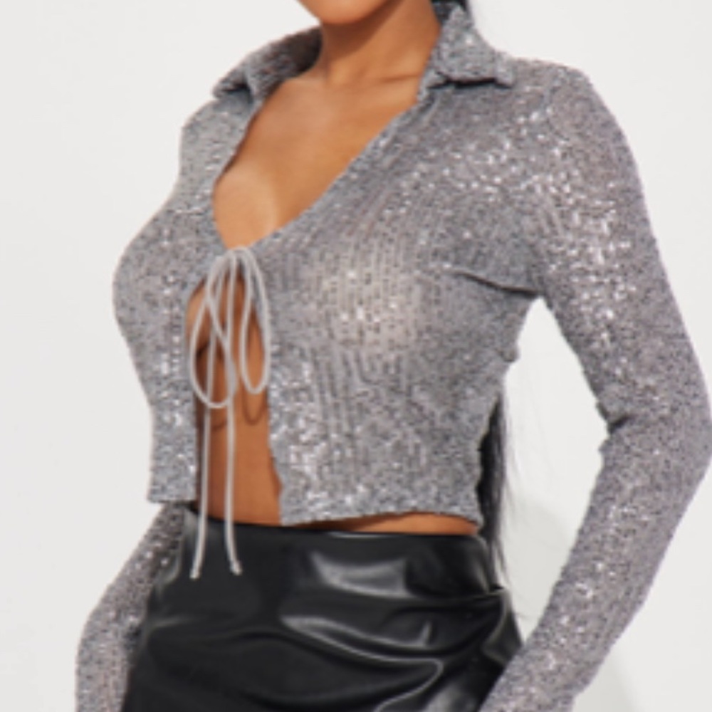 Sparkled crop top long sleeve